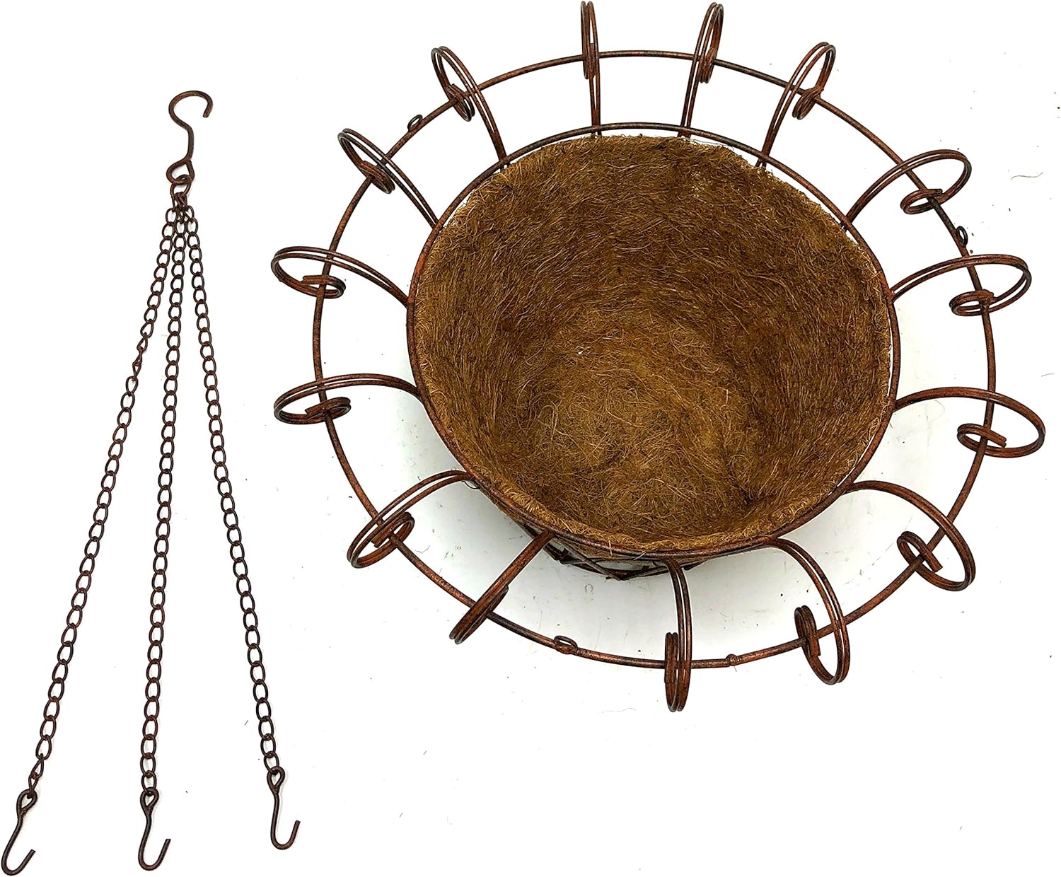 Deer Park BA131 French Hanging Basket with coco liner, Natural Patina, 17" Diam