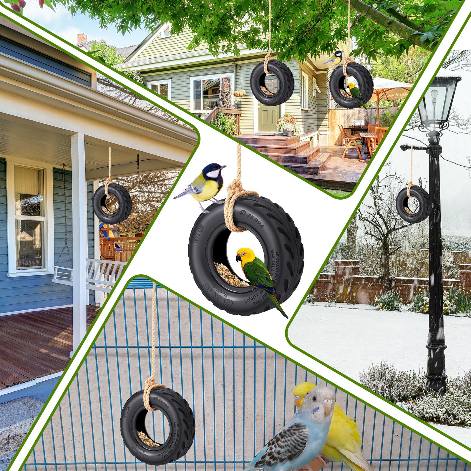 2 comederos para pájaros de 6 x 2 pulgadas con cuerda, comedero especial para pájaros, recogedor de semillas para comederos de pájaros, divertido comedero de pájaros para regalo exterior para