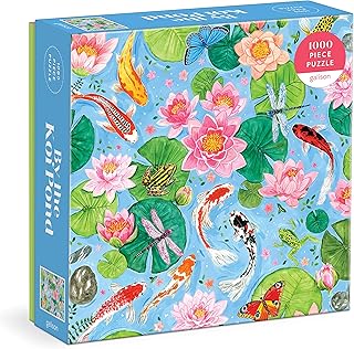 Galison by The Koi Pond – 1000 Piece Puzzle Fun and Challenging Activity with Bright and Bold Artwork of Beautiful Koi Fish Pond for Adults and Families