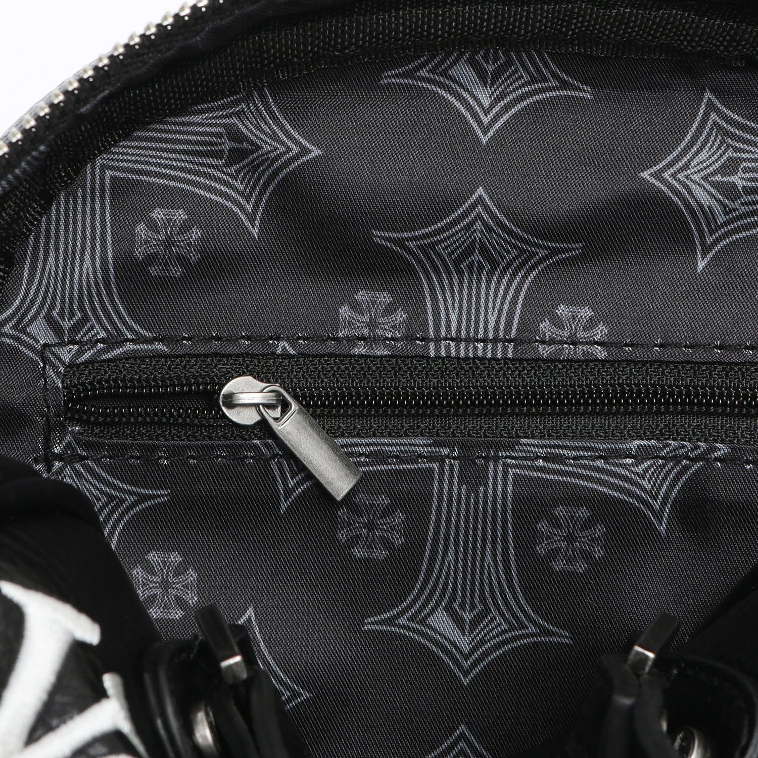 Von Dutch Bowling Bag Purse, Small Bag Crossbody Strap and Top Handles, 8" L x 7" H x 7.5" W, Y2K Purse (Black and White)
