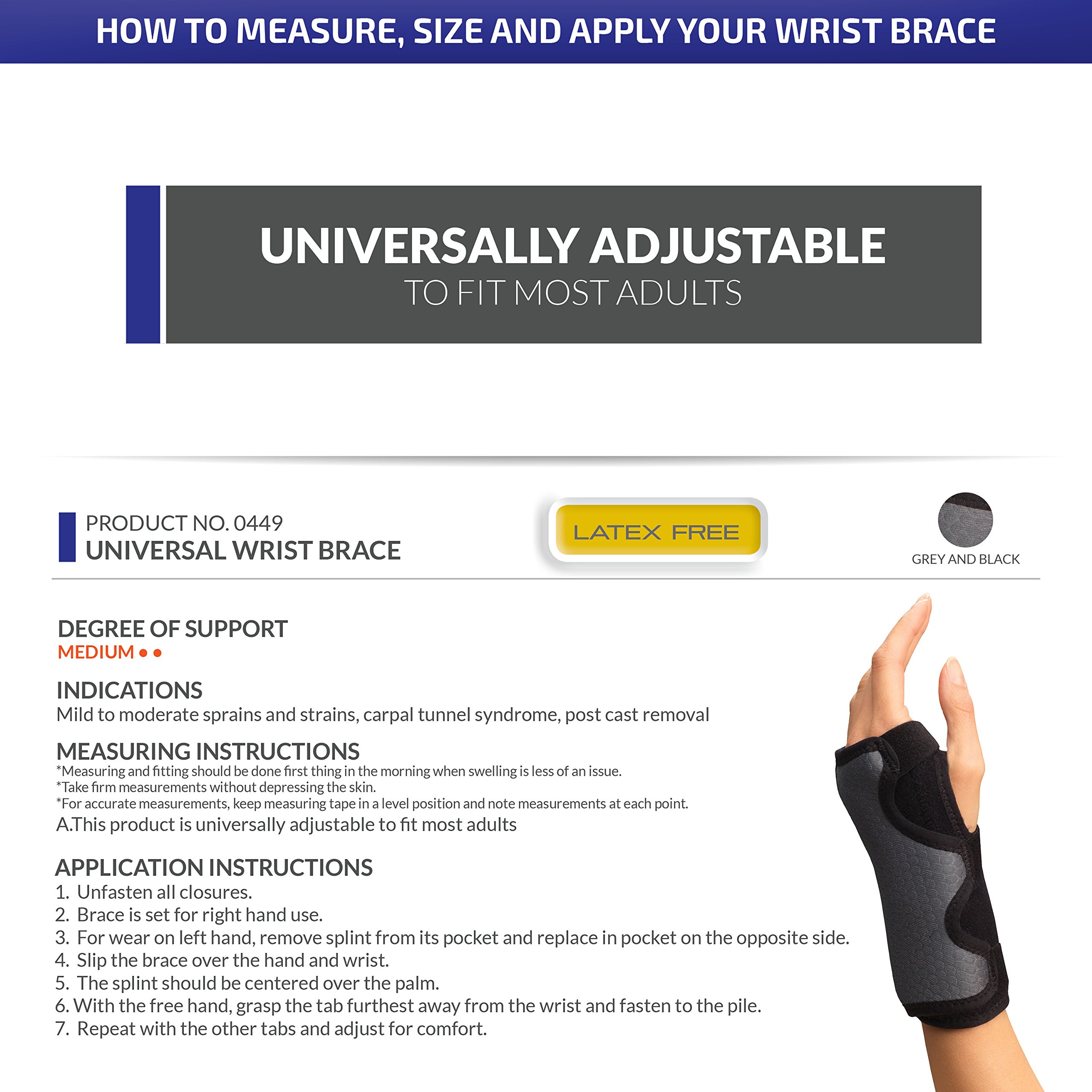 Champion Wrist Support, Universal Fit, Removable Splint, 3-Strap, Airmesh Fabric, Black,