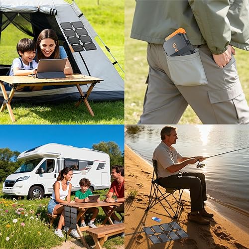 Miniatura 7 de FlexSolar Cargador solar ultraportátil de 25 W con carga rápida, puertos USB-A y USB-C, ultraligero para energía de emergencia al aire libre,
