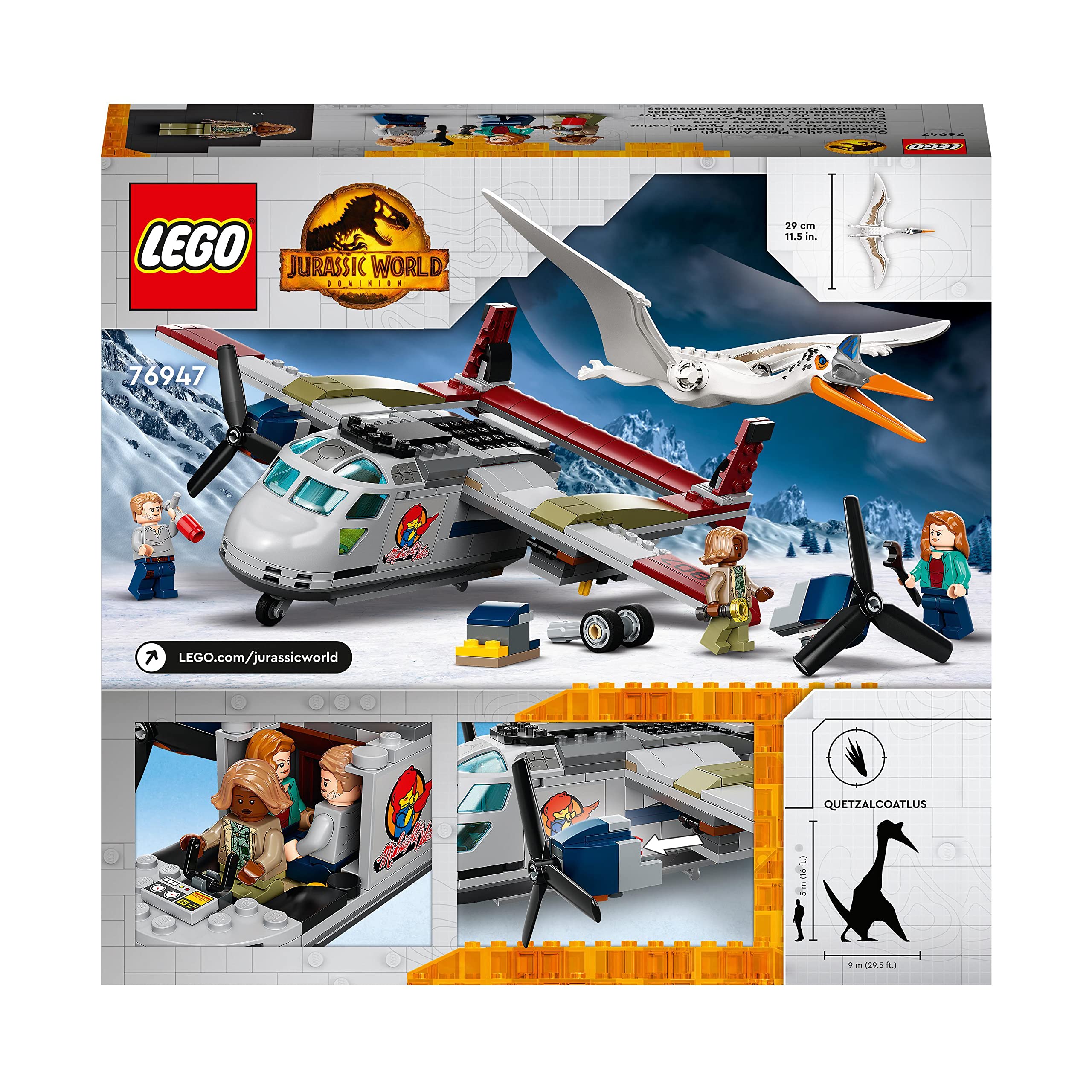 LEGO 76947 Jurassic World Emboscada Aérea del Quetzalcoatlus, Dinosaurios de Juguetes, Dino, Avión para Construir, Figura de Animales y Minifiguras, Regalo para Niños y Niñas a Partir de 7 Años