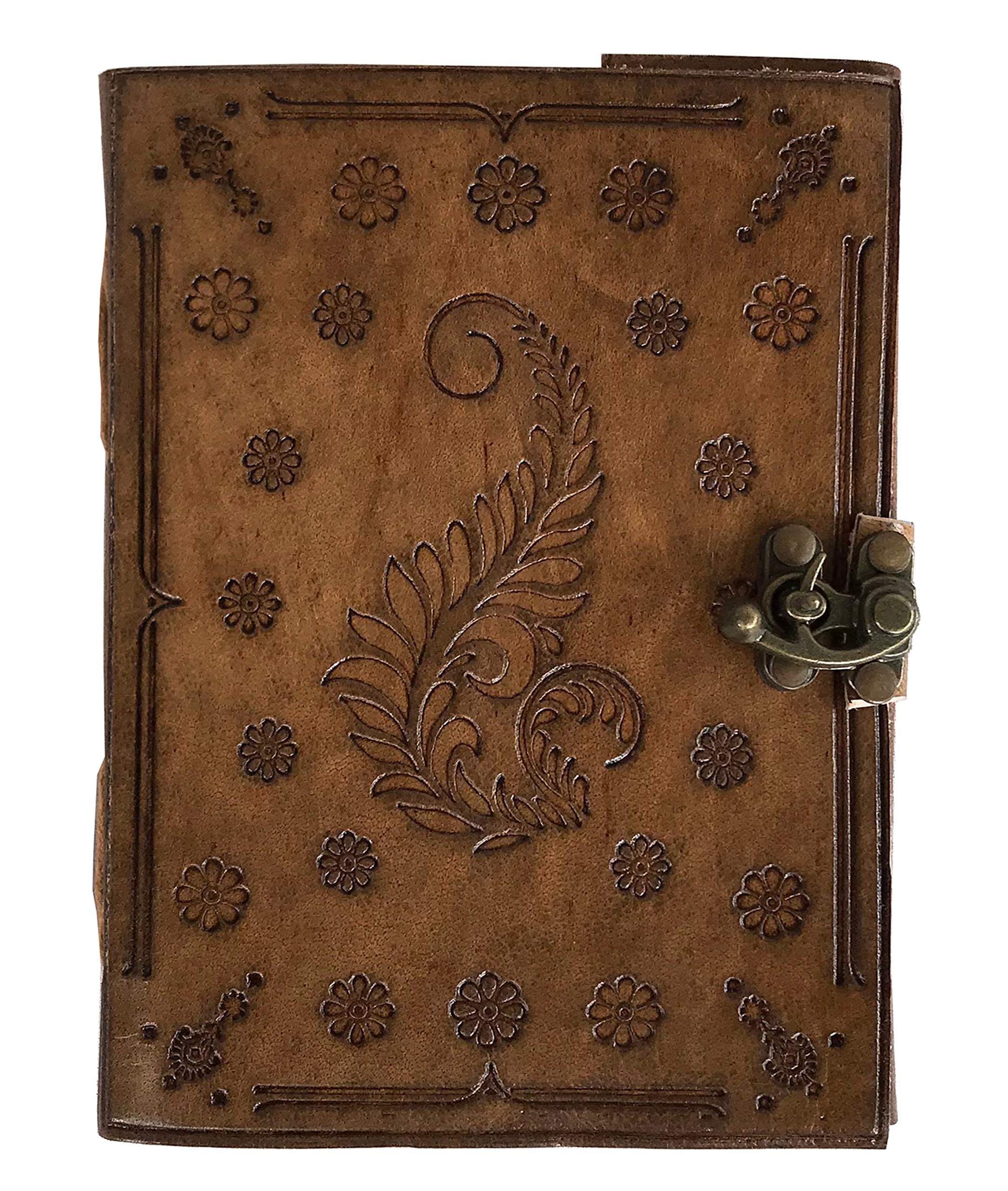 Leather Journal Writing Notebook - Antique Handmade Leather Bound Daily Notepad for Men & Women Unlined Paper 7 x 5 Inches, Best Present for Art Sketchbook, Travel Diary & Notebooks to Write in