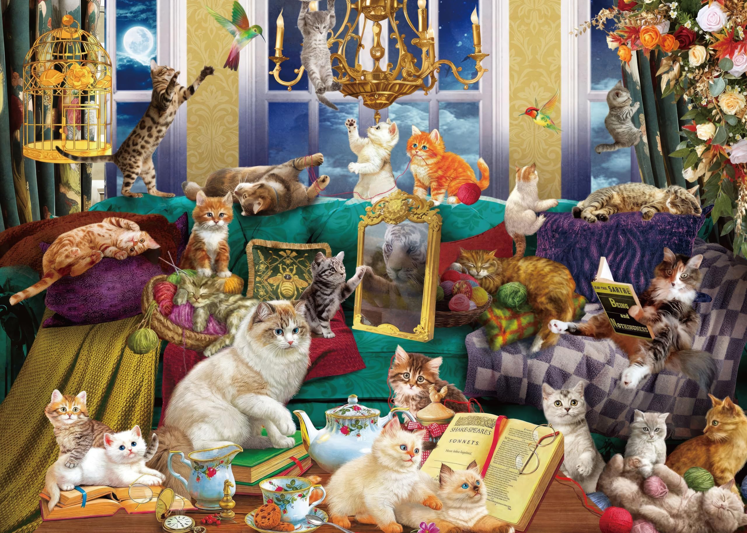 AveJoys Jigsaw Puzzles for Adults 1000 Piece Cats Family 27.56 x 19.69 Inch Jigsaw Puzzle for Adults 1000 Pieces Educational Game Challenge Cat Puzzle for Adult