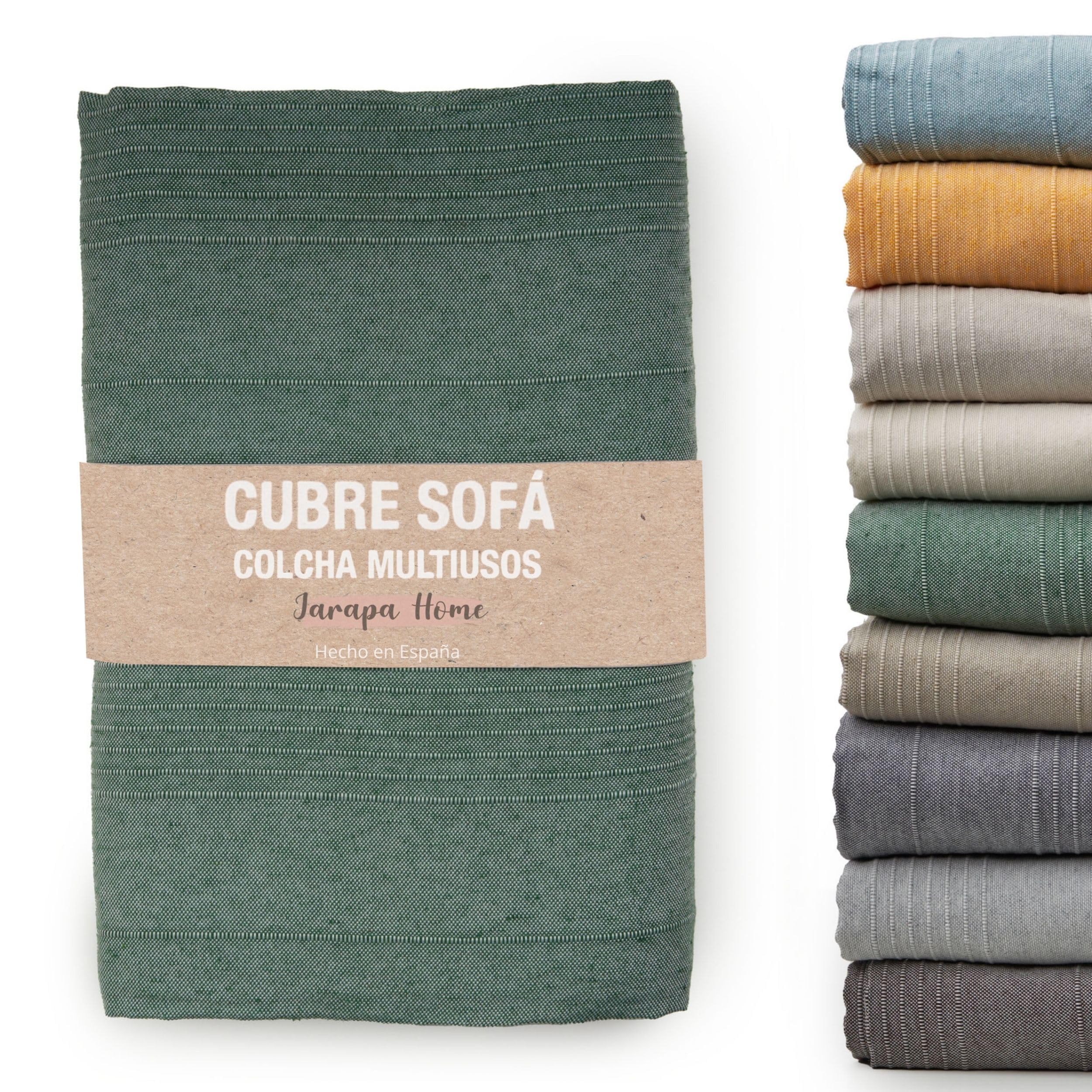 Colcha cama y colcha multiusos para sofás, colchas blancas. Plaid multiusos, cubre sofá, tejido resistente y de calidad, hecho en España: Colchas cama 150 modernas, 135, 90. (Verde, 140x180 cm)