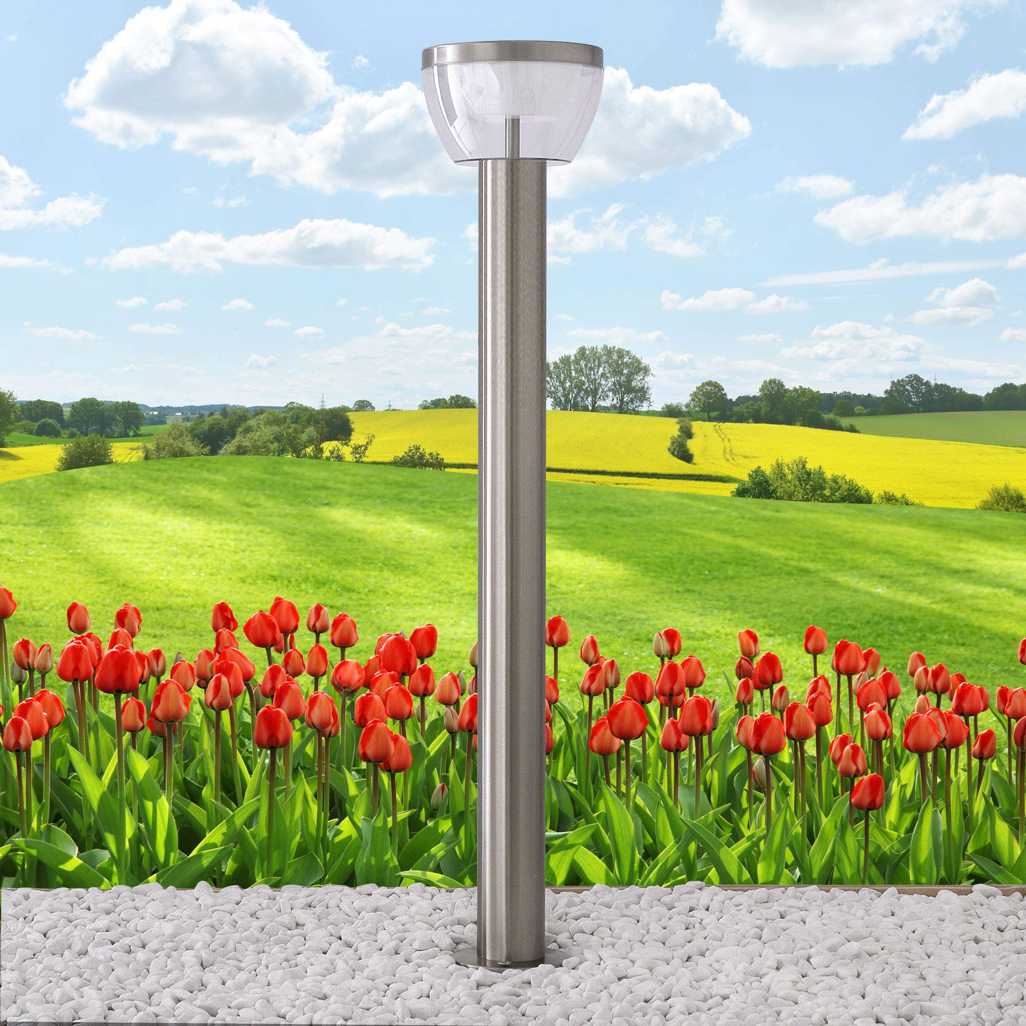 Maxkomfort LED Aussenleuchte Standleuchte Gartenleuchte Wegeleuchte Lampe 9W Edelstahl 80cm modern IP44 309A-800