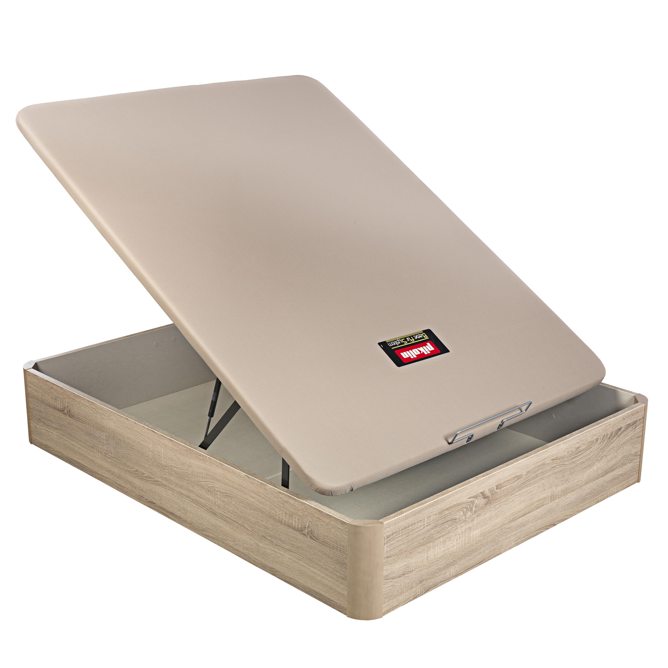 PIKOLIN Canapé Abatible Madera NATURBOX 2.0 | Entrega, Montaje y Retirada de Usado Incluida | 160x200 | Natural | Gran Capacidad de Almacenamiento | 36 cm Altura | 4 Esquinas Redondas