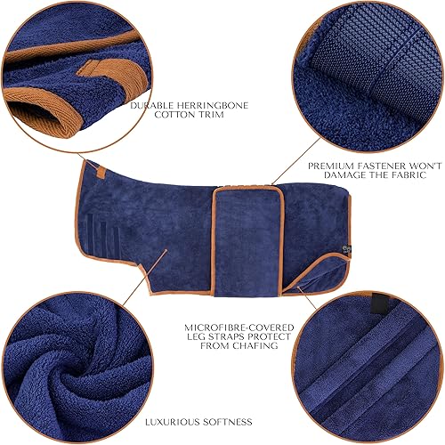 Miniatura 6 de Lucky Pooch Lujosa toalla de baño para perro, bata de baño de doble capa para perro, toalla de baño para perro de secado rápido, súper absorbente y