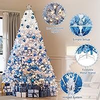 Vista 100 de Yaheetech Árbol de Navidad artificial preiluminado de 4.5 pies con luces blancas cálidas incandescentes, árbol de Navidad preiluminado completo