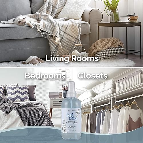 Miniatura 5 de SMELLS BEGONE Ambientador de aceite esencial en aerosol, eliminador de olores, aroma de algodón fresco, paquete de 2, 8 onzas