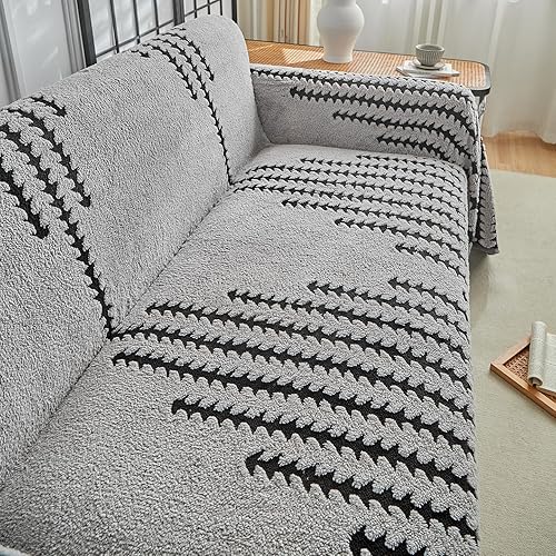 Miniatura 3 de Fundas bohemias de franela para sofá de invierno para sofá de 2 cojines, aptas para mascotas, suaves, cálidas, antideslizantes, de forro polar, a