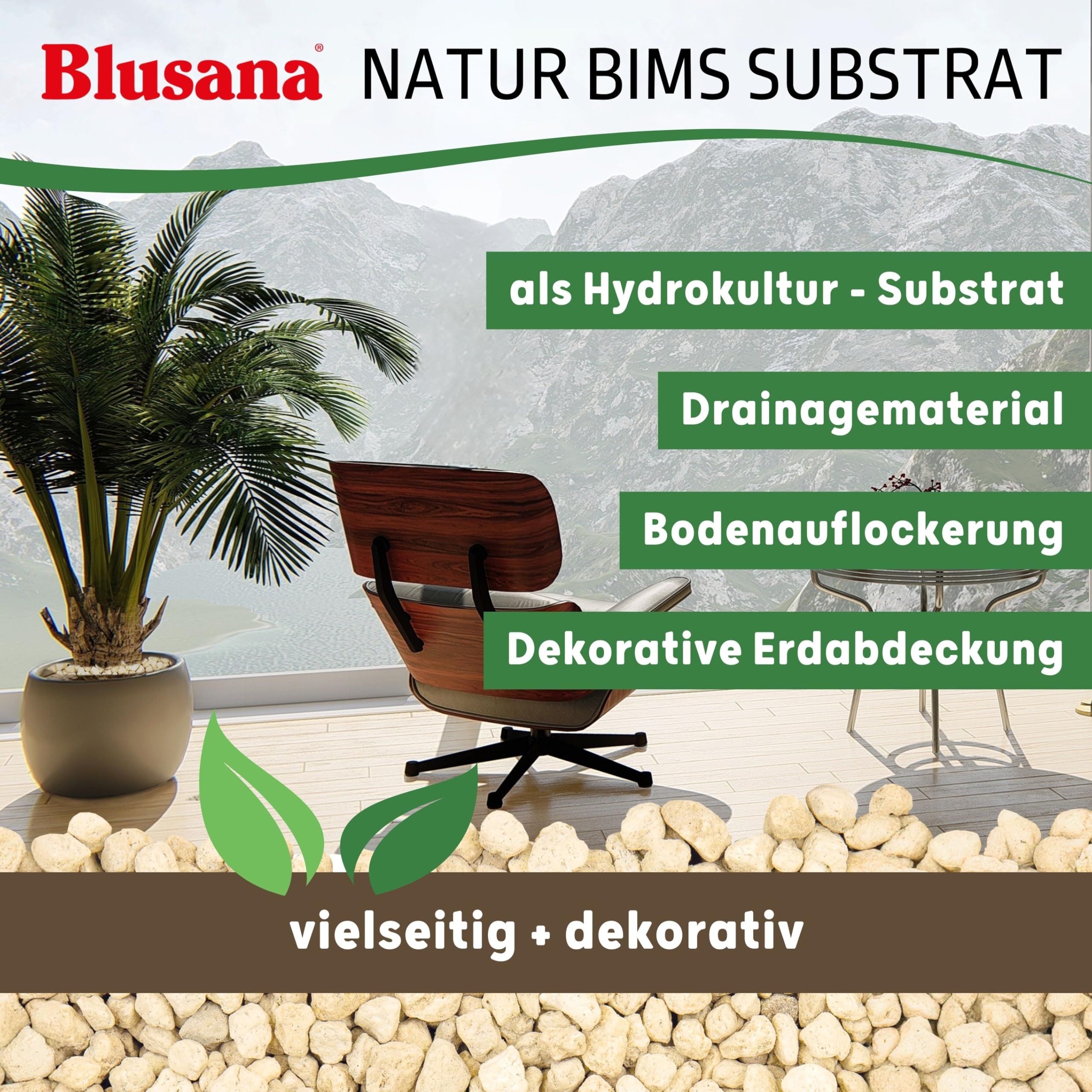 Bimsstein Pflanzsubstrat 35 Liter für Pflanzen natürliches Vulkangestein | mineralisches Granulat grobe Körnung 8-16 mm Hydrokultur Drainage Dekor