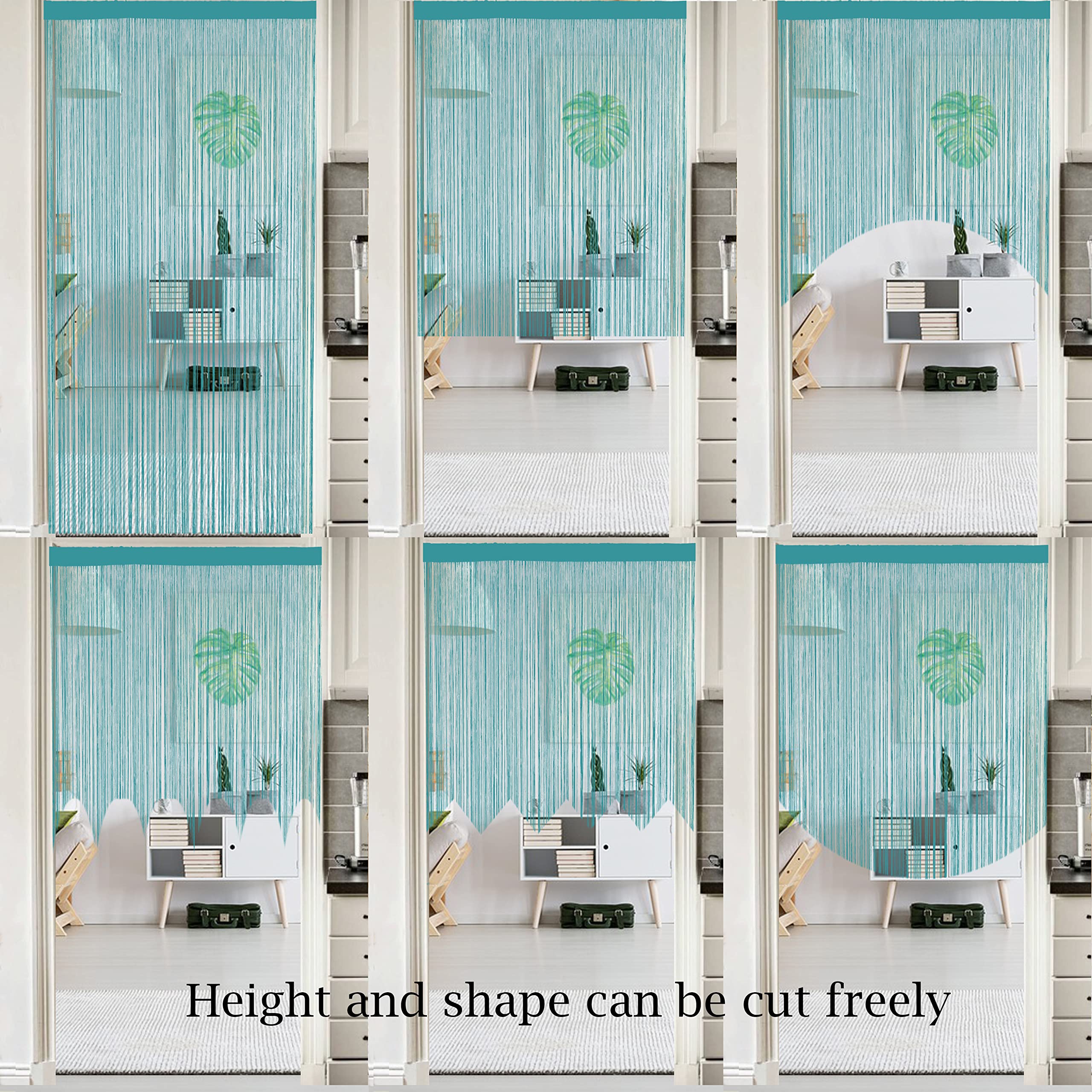 QiBoYuYe Fly Screen Curtains For Window String Flies Doors Decorations Room Dividers Doorways Panel Bedroom Living Closet Drapes (Blue - Image 4