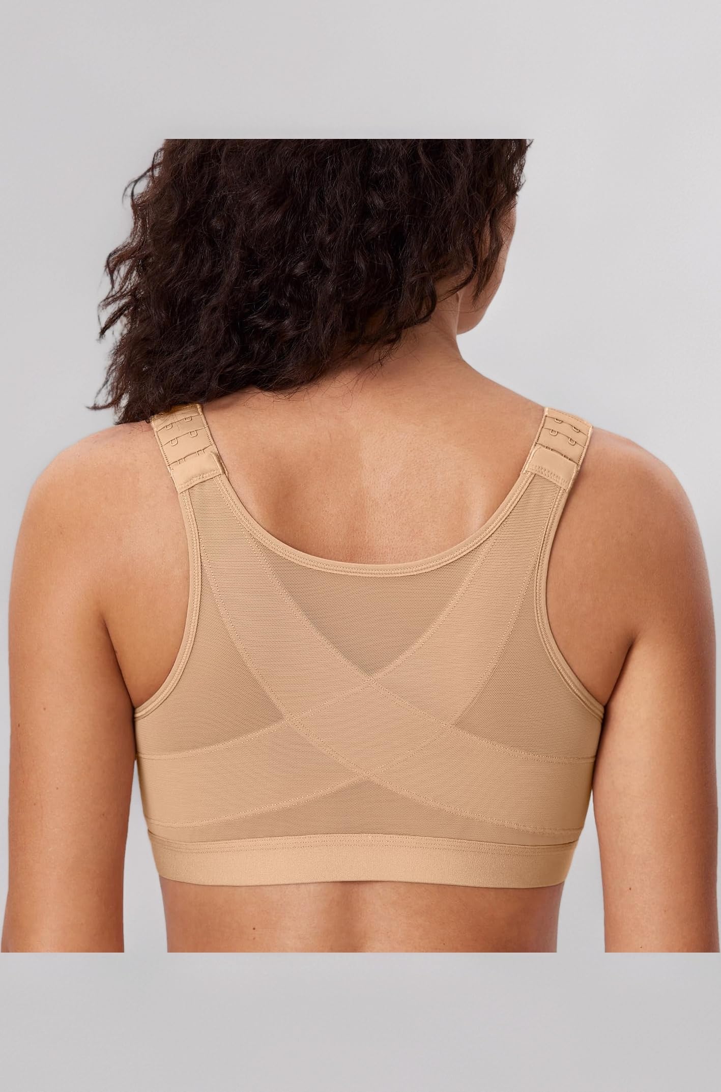 DELIMIRA Women's Front Closure Posture Wireless Back Support Full Coverage Bra