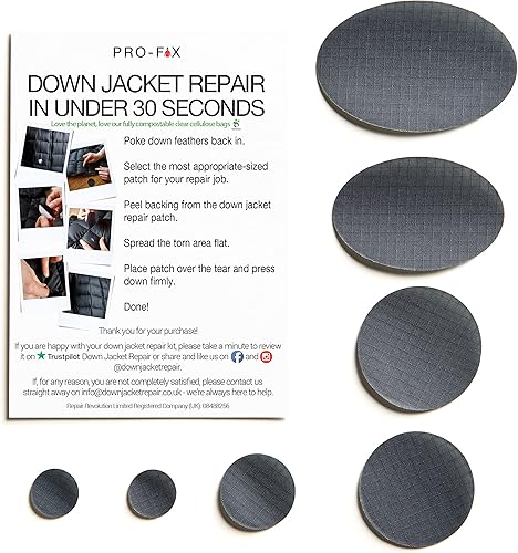 Miniatura 2 de PRO FIX Parches de reparación de chaqueta de plumón (autoadhesivo) (gris oscuro)