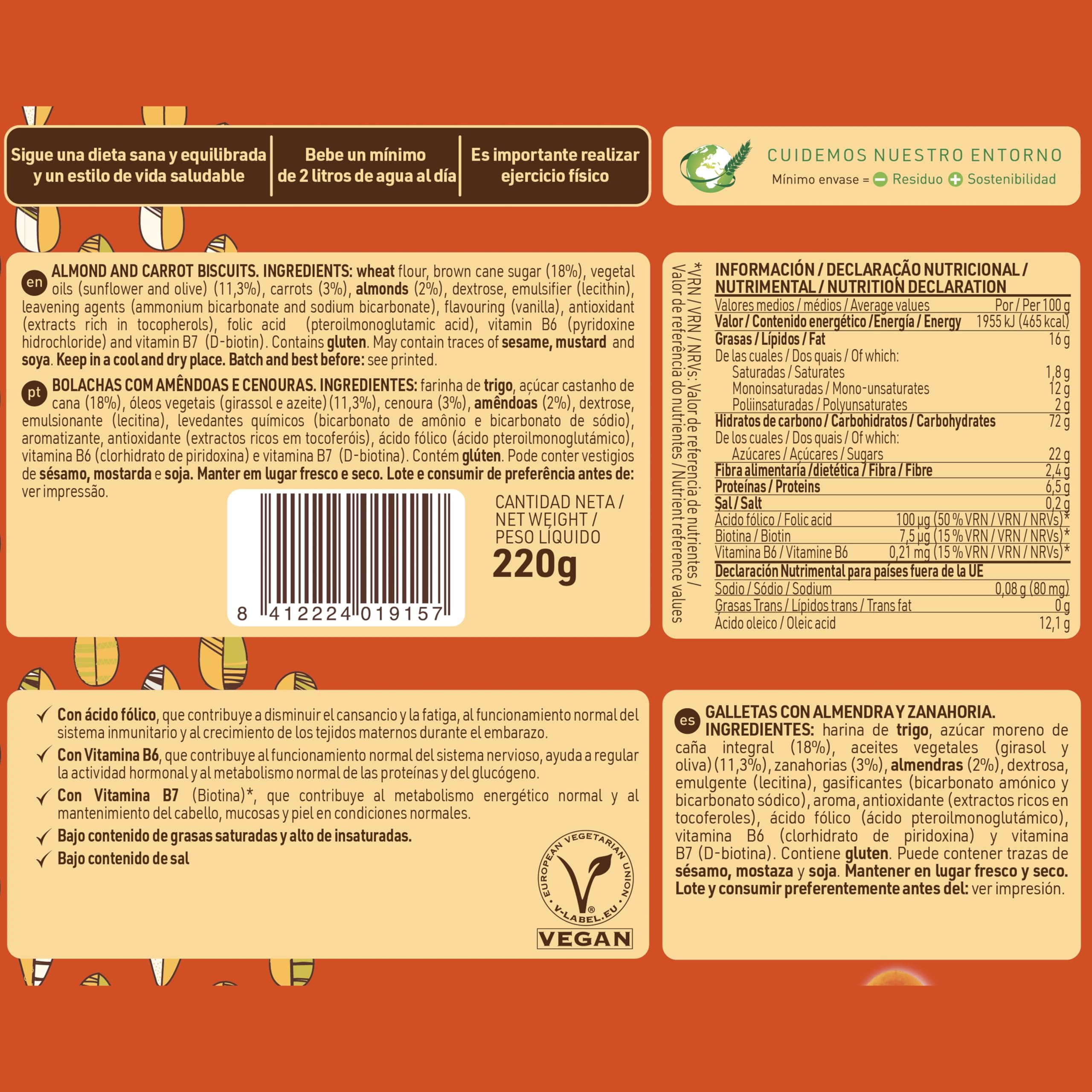 DIAT Radisson Galletas con Almendras y Zanahoria Veganas Bajas en Sal Multivitaminadas