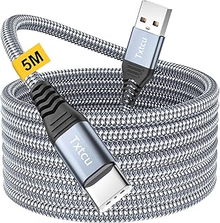 Txtcu Long USB C Cable 16ft/5m, USB C Charger Cable Braided USB Type C Fast Charger Cable Compatible for PS5/Controller,Xbox,Samsung Galaxy S20/S10/S9,Note 10 9 8,LG,Motorola,Switch,Kindle Fire,Huawei