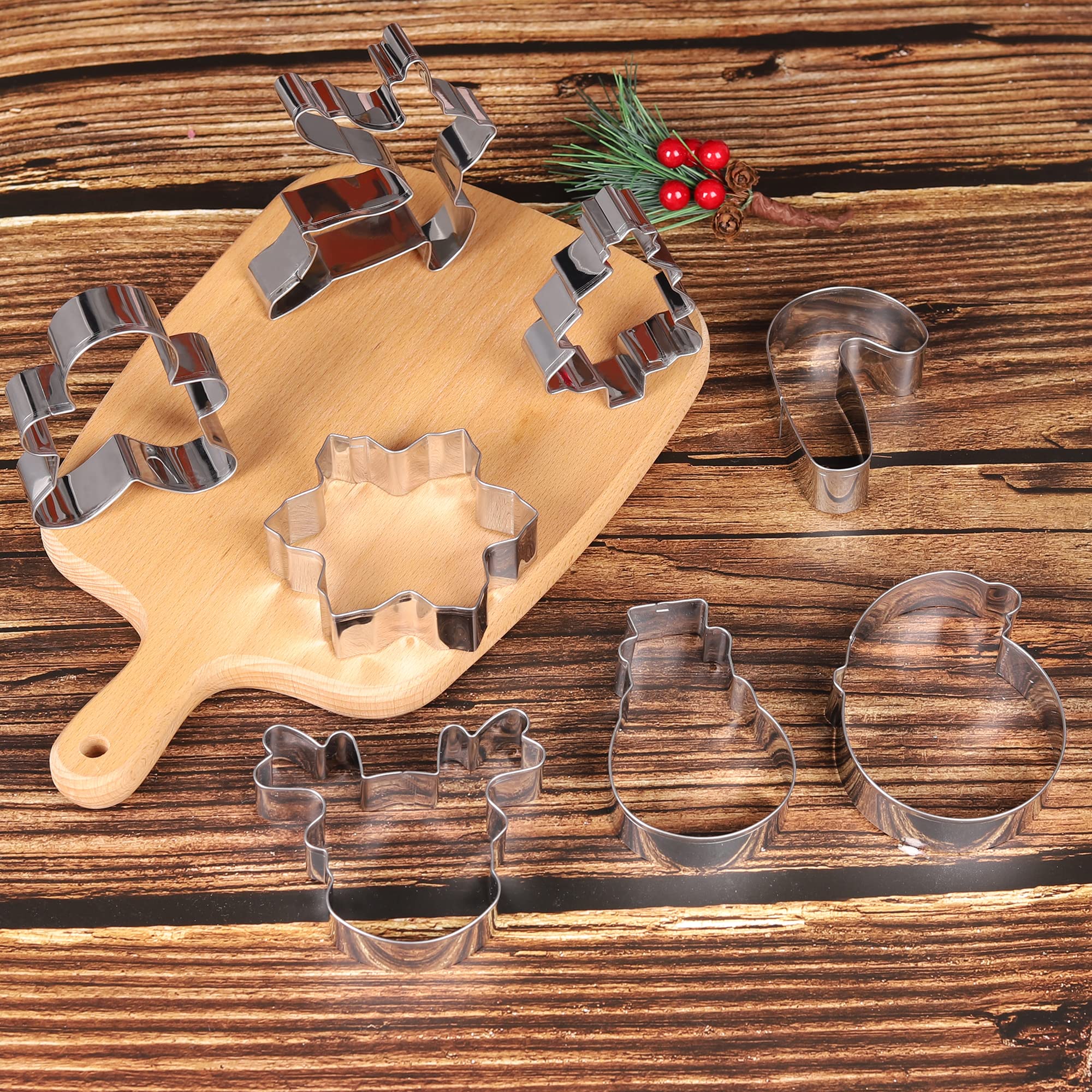 Christmas Cookie Cutter, Set 8 Christmas Biscuit Cutter, Santa, Snowflake, Christmas Tree, Reindeer, Gingerbread Man, Snowman - Image 3