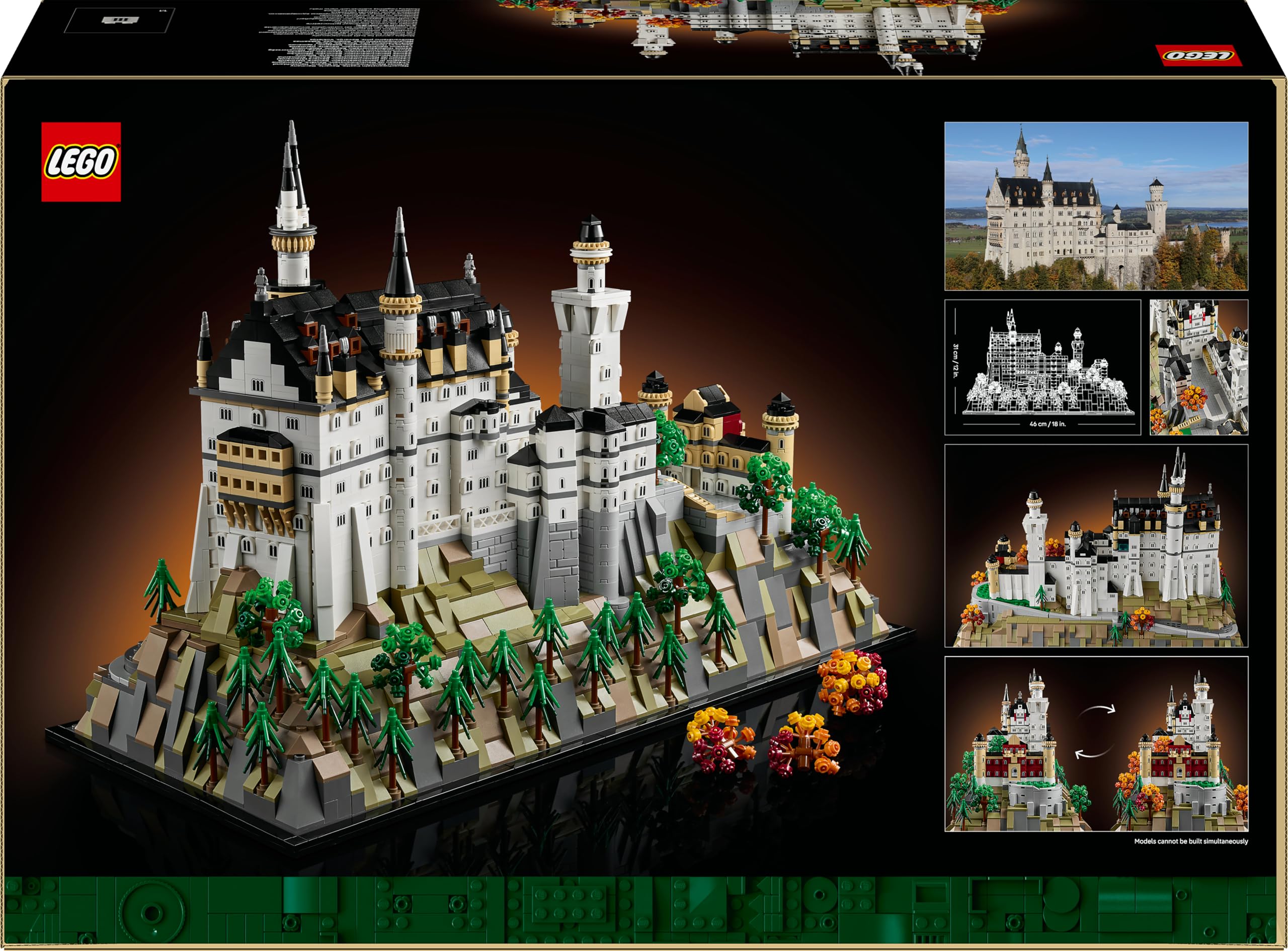 LEGO Architecture Schloss Neuschwanstein - 3D Puzzle für Erwachsene - Modellbau mit Türmen, Innenhöfen & detailliertem Innenraum - Historisches Geschenk für Fans - 21063