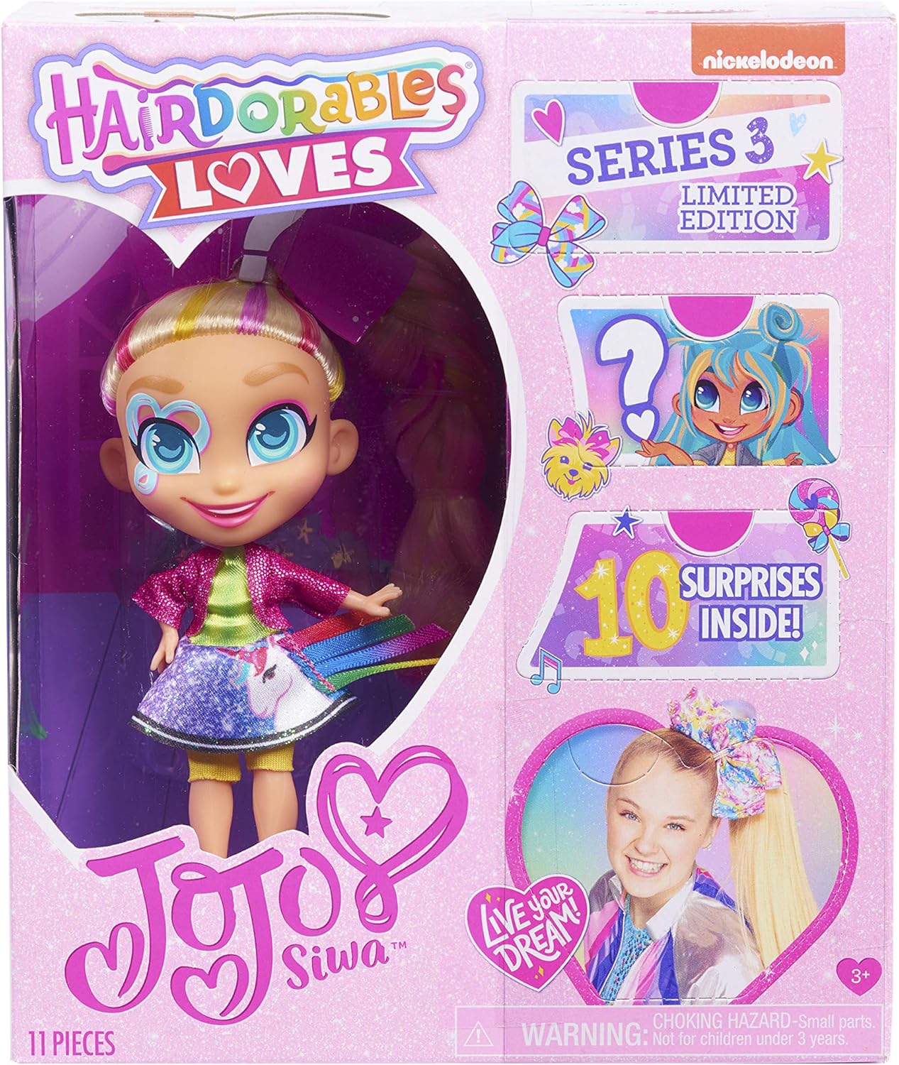 Hairdorables Loves JoJo Siwa, Unicorn Surprise, Includes 10 Surprise Accessories, Kids Toys for Ages 3 Up by Just Play
