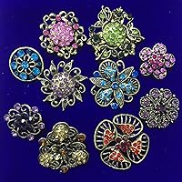 Vista 6 de Ezing Lot 36pc Crystal Flower Brooches Pins Wholesale for DIY Wedding Bouquet (C)