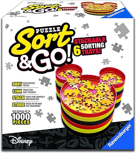 Ravensburger 17975 Disney Mickey Mouse Sort & Go Jigsaw Puzzle accesorio  resistente y fácil de usar plástico Mickey Mouse Head Shaped Sorting