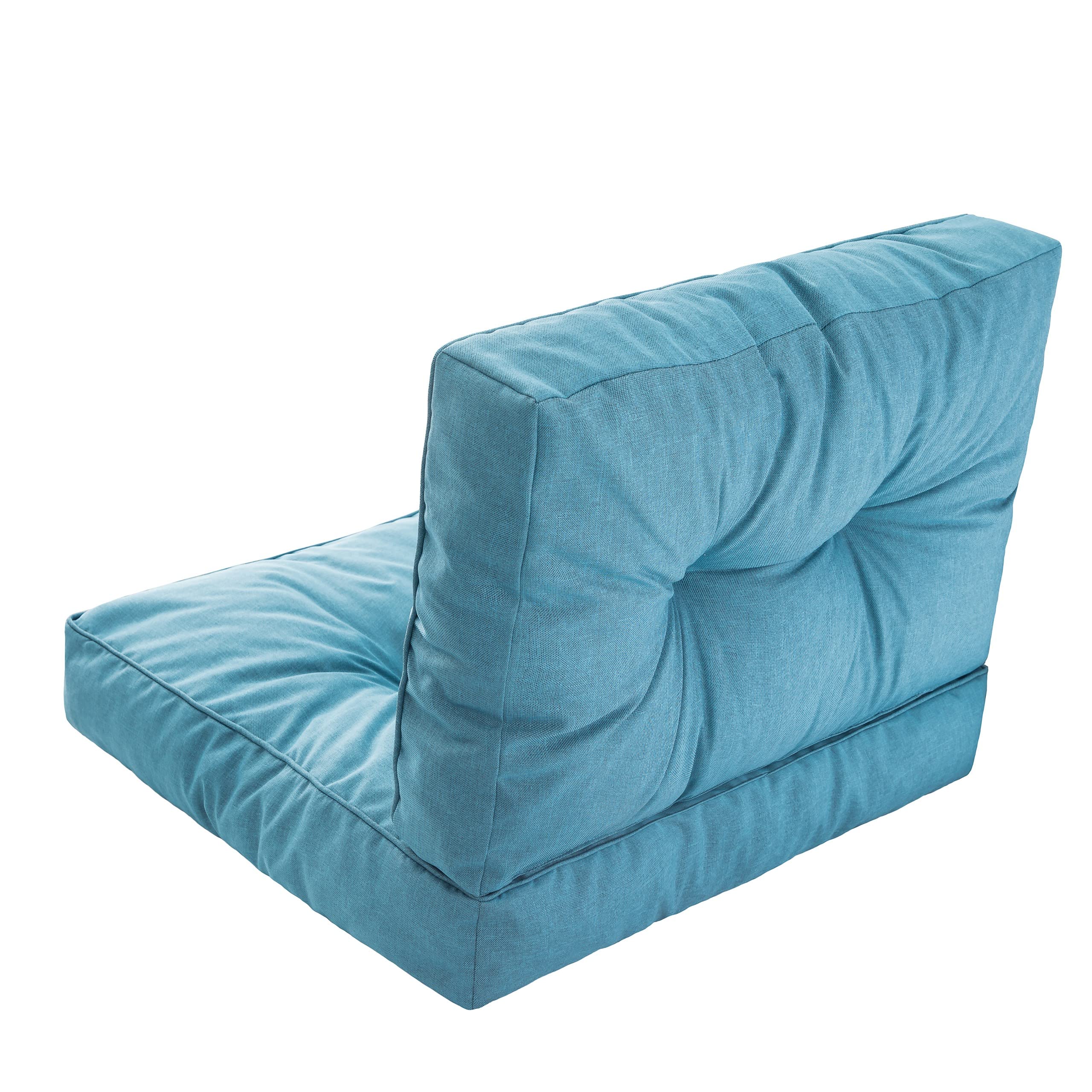 PillowPrim PillowPrim, Poduszki na palety, poduszka na krzesło, fotel rattanowy, do użytku na zewnątrz, poduszka do siedzenia, poduszka na krzesło, meble rattanowe, niebieska, 50 x 50 cm