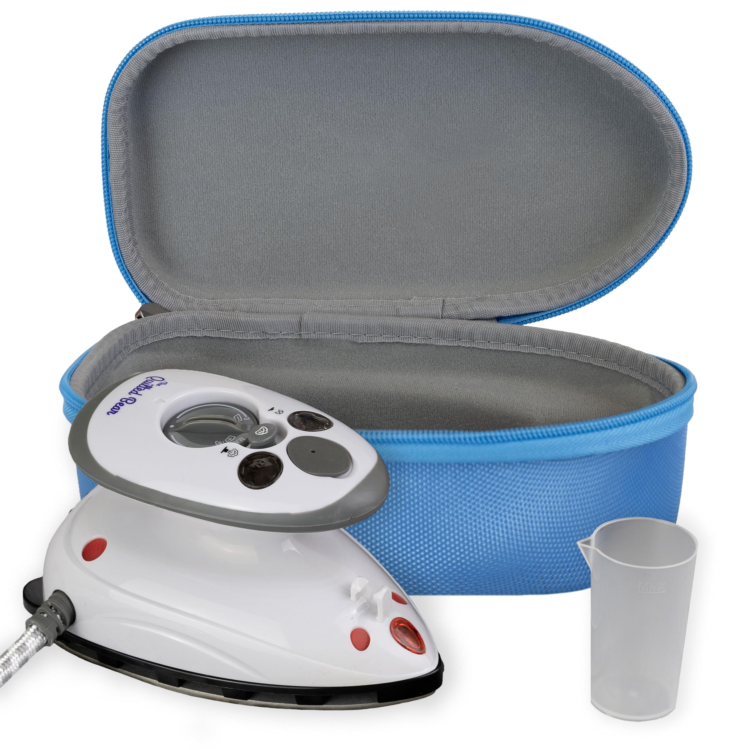 Mini Steam Iron - Travel Iron Steam Mini for Effortless Quilting, Crafting, and Wrinkle-Free Clothing - Compact Holiday & Travel Essentials with Hardshell Case (Blue)