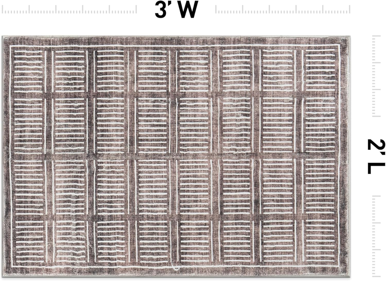 Rugshop Bohemian Stripe Lines Washable Non Slip Area Rug 2' x 3' Brown