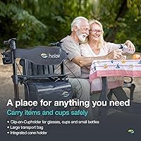 Vista 5 de Helavo Caminador todo terreno con neumáticos de goma sólida a prueba de pinchazos y sin aire, ruedas de 12 pulgadas - Caminador plegable