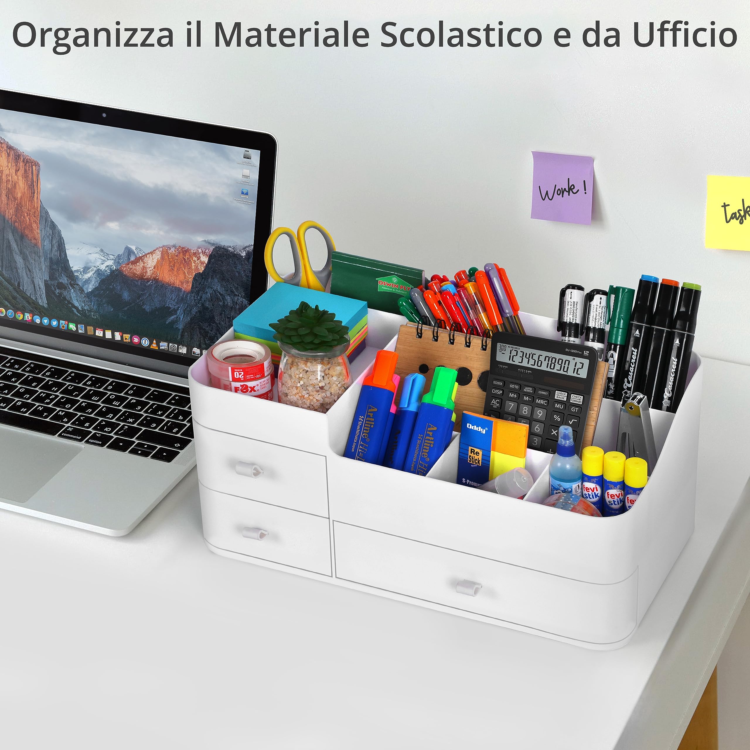 Winter Shore Organizzatore Trucchi Bianco - Grande Porta Trucchi Organizer per Cosmetici, Smalto per Unghie, Skincare - Scomparti Multipli e 3 Cassetti per Rossetti, Ombretti, Pennelli, Profumi