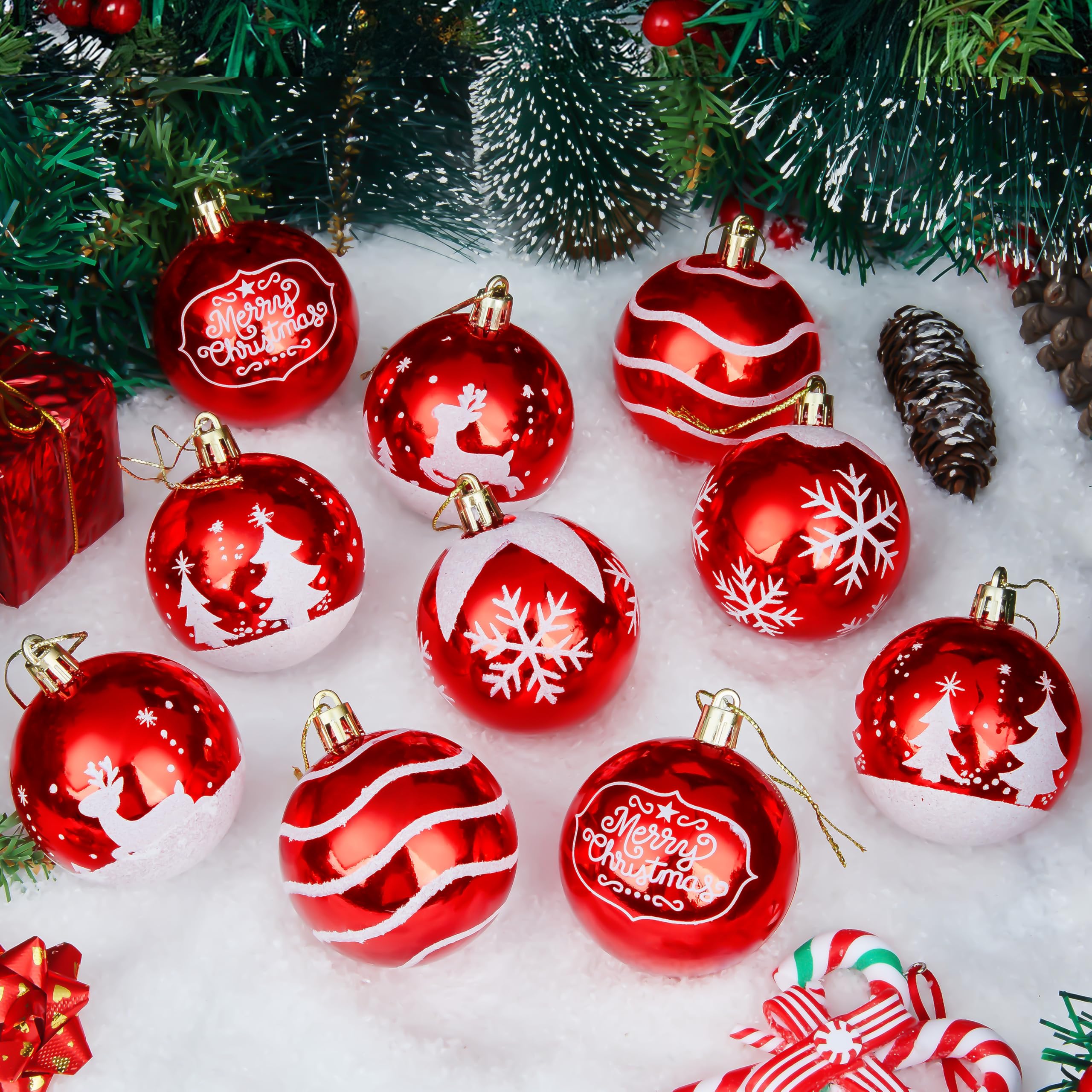 ZOYIEP Set di 30 palline per albero di Natale in plastica, decorazioni per albero di Natale, palline di Natale (colore