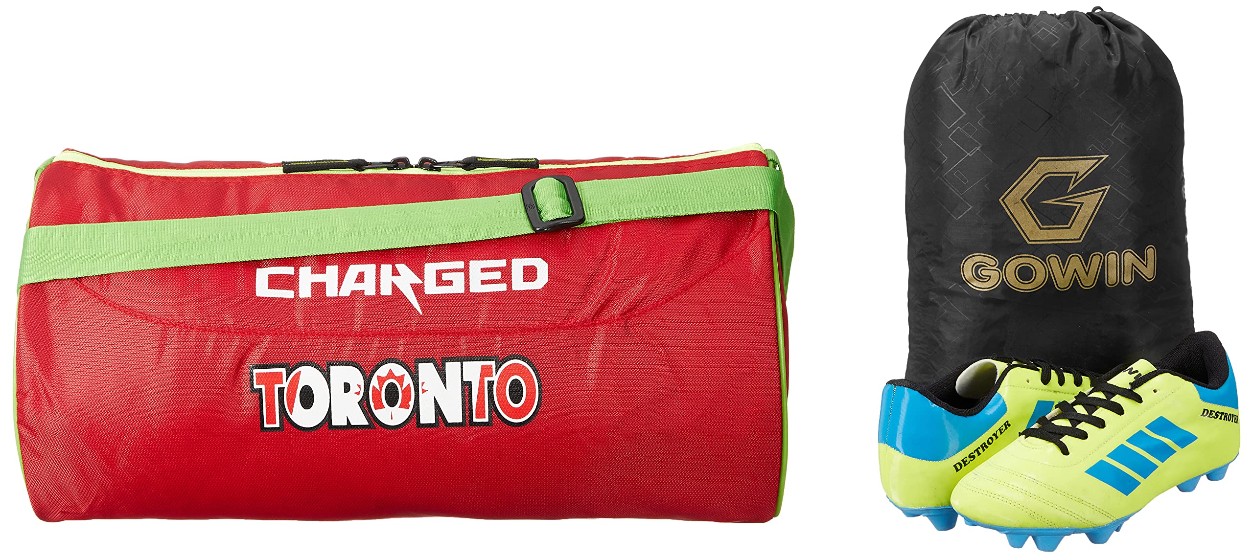 Charged Sports Bag Toronto Large Red With Gowin Football Shoe Destroyer Cyan Size-8-image-23