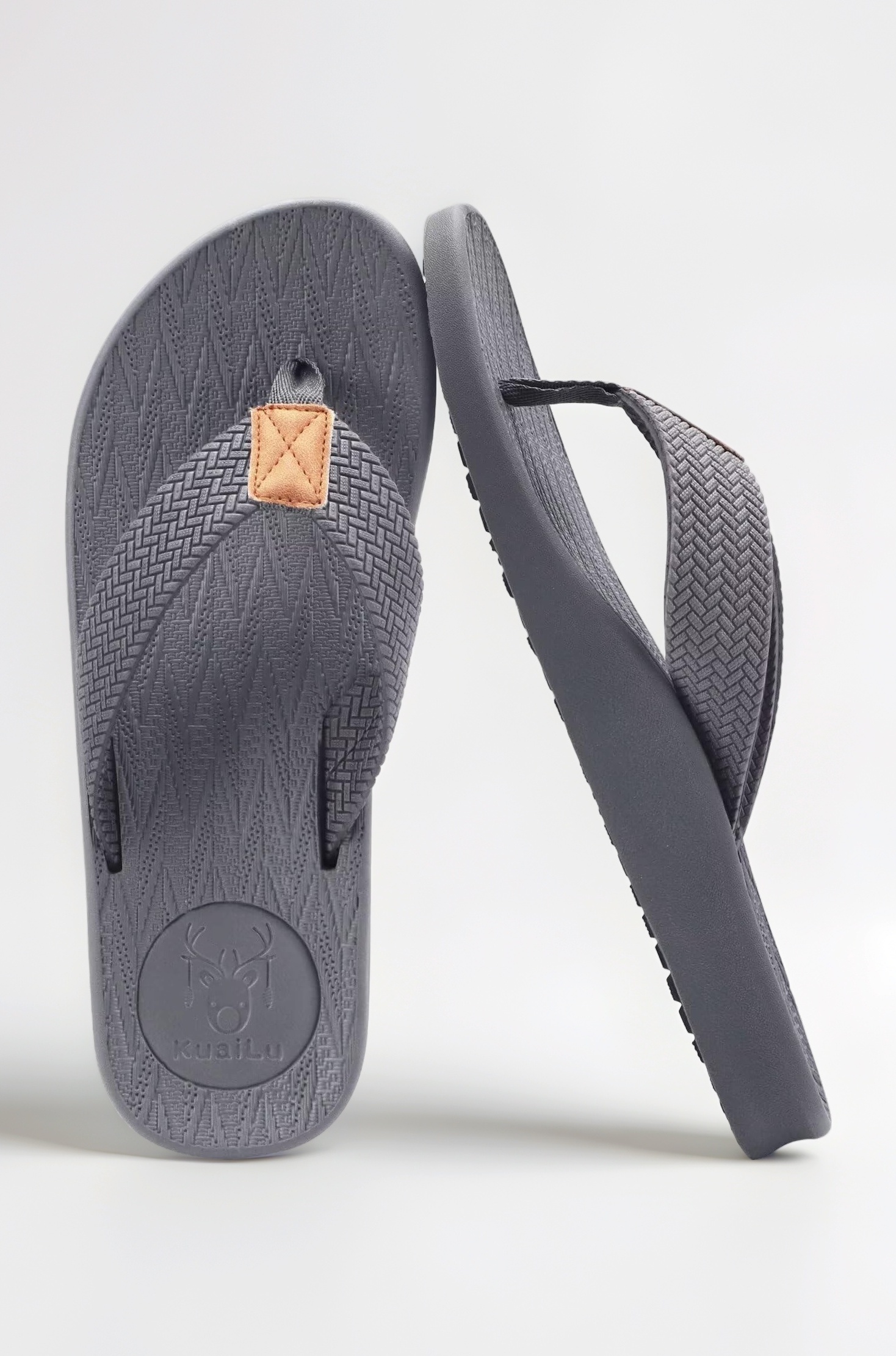 Mens Flip Flops Arch Support Comfortable Summer Beach Thong Sandals Yoga Foam Cushion Slip on Slippers, Grey, 7