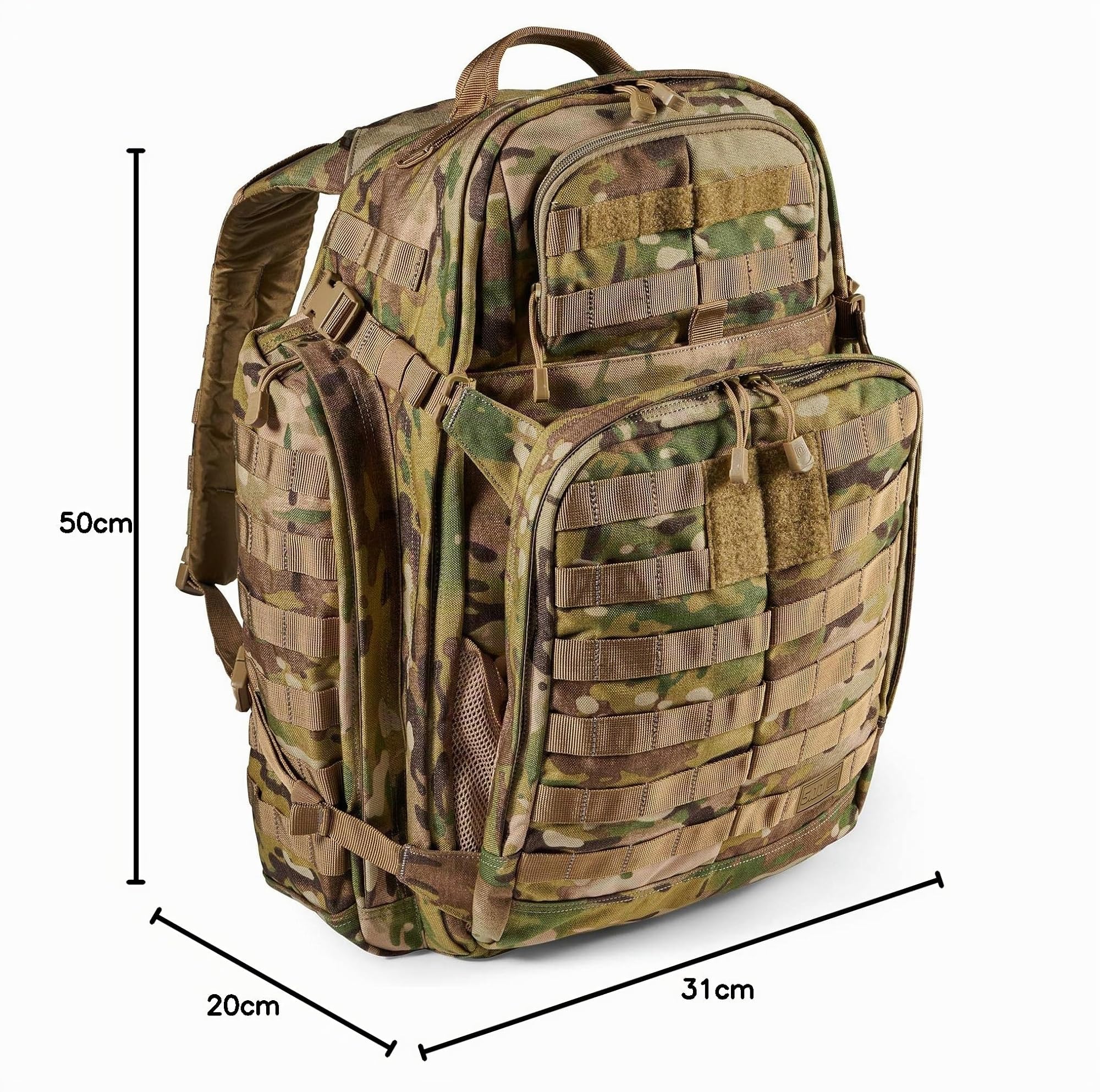 5.11 - Sac à Dos Tactique - Etanche - Robuste - Fonctionnel - Trekking - Mission - 20 Compartiments - Emplacement pour Réservoir d'Hydratation - Modèle Rush 24 2.0