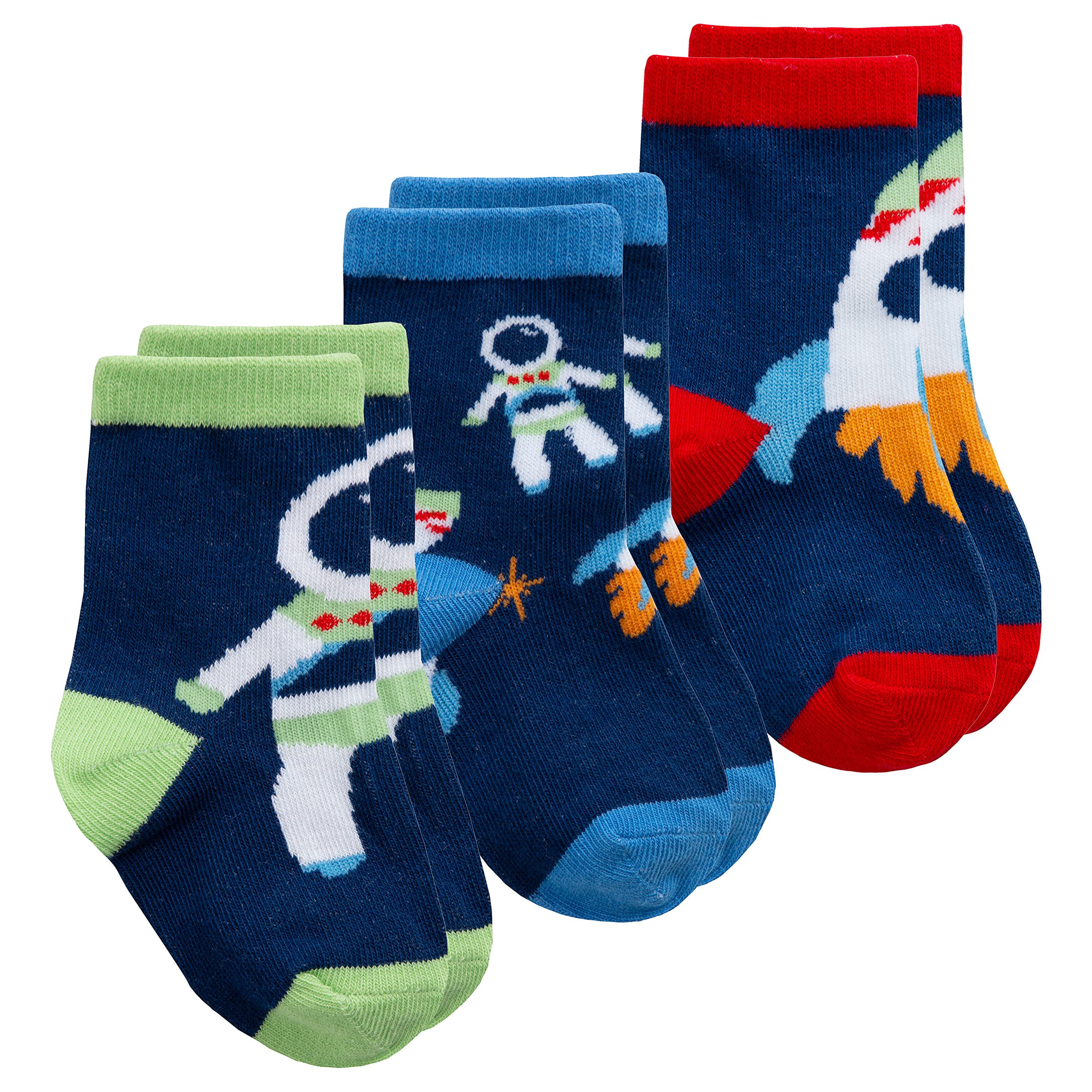 Metzuyan Baby Boys Astro Space UFO Alien Dragon Socks Cotton Rich Novelty Mid Calf Green Astronaut 3-5.5