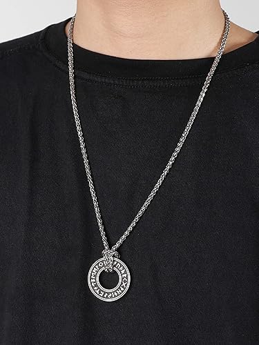 Miniatura 5 de HAQUIL Collar de runas vikingas, colgante de talismán de moneda de círculo nórdico nórdico vikingo nórdico, regalo de joyería vikinga para hombres y
