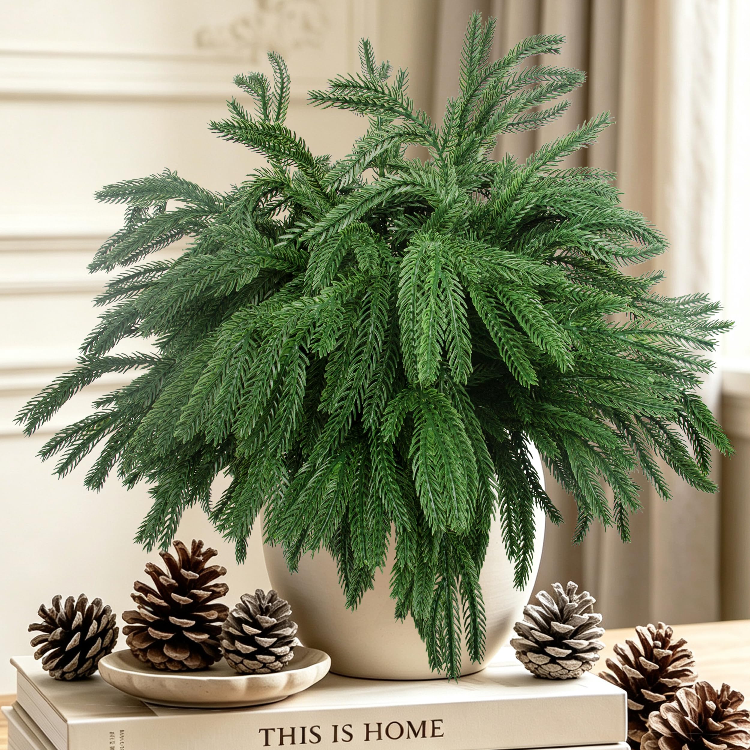 Rowfad 12-piece artificial Norfolk pine branches