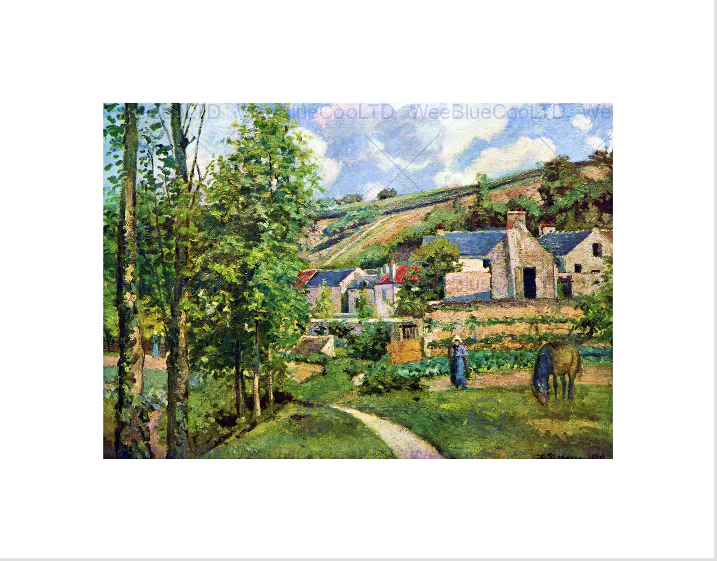 Wee Blue Coo PAINTING LANDSCAPE RURAL VILLAGE PISSARRO SCENIC VIEW FRAMED ART PRINT B12X12675
