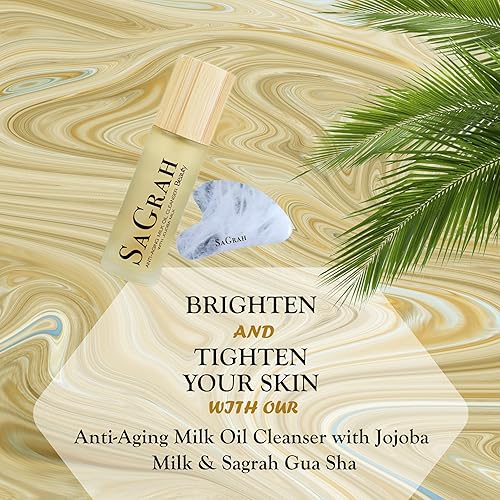 Miniatura 5 de SaGrah Beauty Limpiador de aceite de leche antienvejecimiento con leche de jojoba y dúo de gua-sha