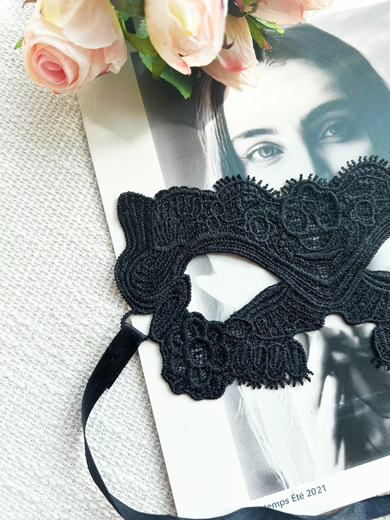 Mordarli Masquerade Mask for Women Lace Eye Mask for Halloween Costume Party: Black Cat Lady