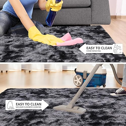 Miniatura 22 de Tepook - Alfombra súper suave y peluda para dormitorio, alfombras modernas peludas para niños para sala de estar, alfombra de felpa