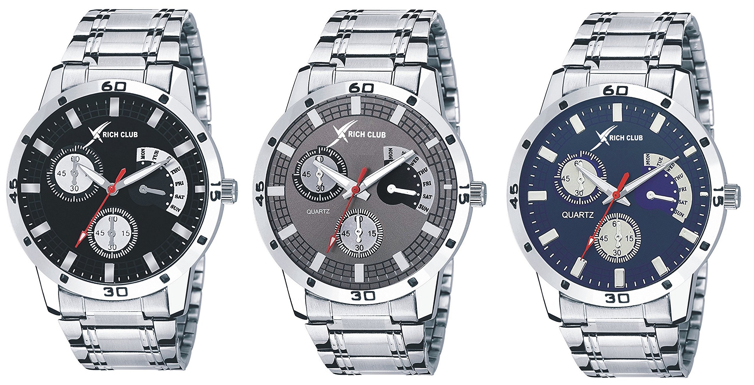 Rich Club Pack of 3 Analog Mens Watch (B079NP3L9P) Amazon Price History, Amazon Price Tracker
