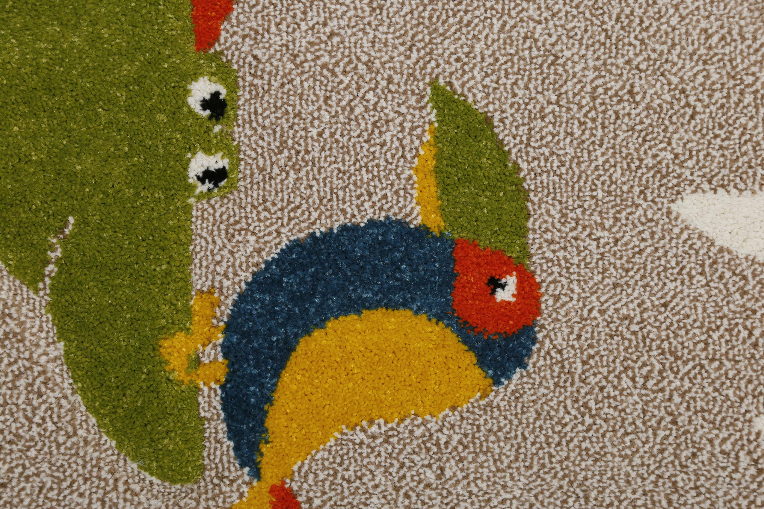 Smart Kids Tkany dywan dziecięcy, odkryj kolorowe safari z krokodylami, słoniami, żyrafami i zebrą – Benny & Friends (80 x 150 cm, piaskowy beżowy melanż)