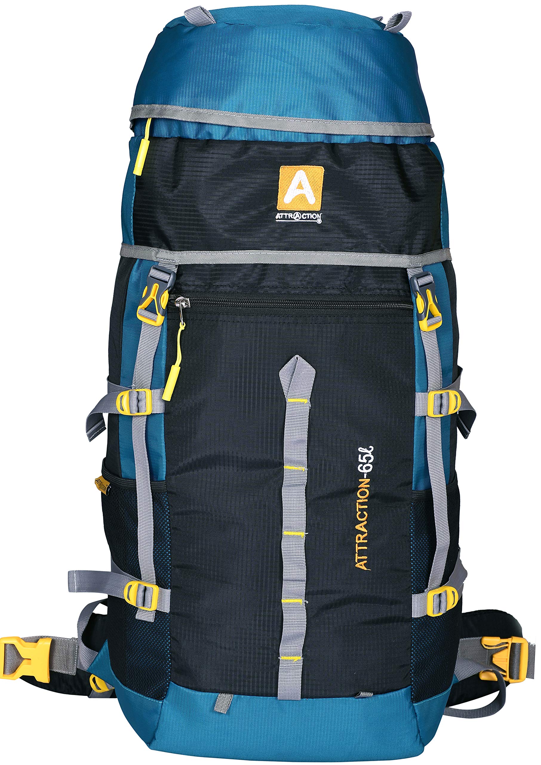 ATTRACTION Adventure Stylish Series Water Resistance Trekking Hiking Travel Bag Rucksack (Teal Blue)