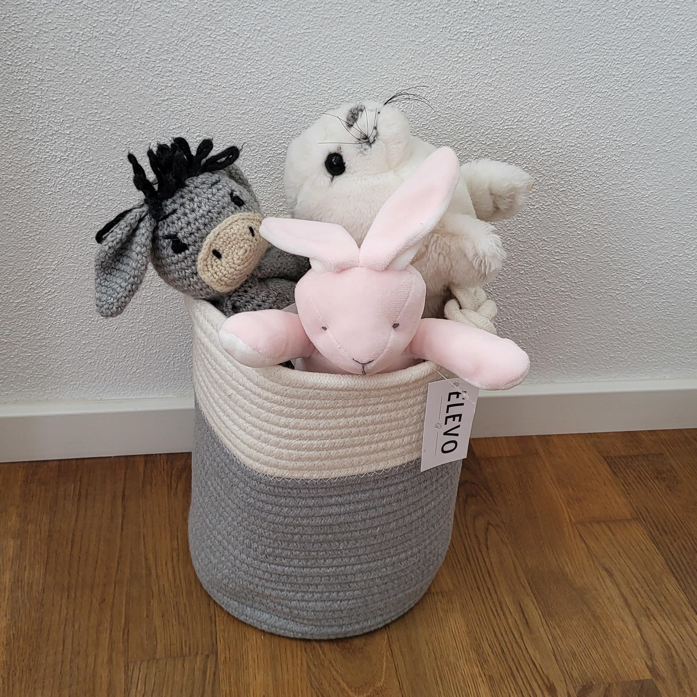 ELEVO Korb klein 23x28cm, Aufbewahrungsbox, Aufbewahrungskorb, Blumentopf, Wäschesammler, Spielzeugkiste, Treppenkorb, Seilkorb, Papierkorb, für Badezimmer, Organizer, Übertopf für Pflanzen (Größe M)