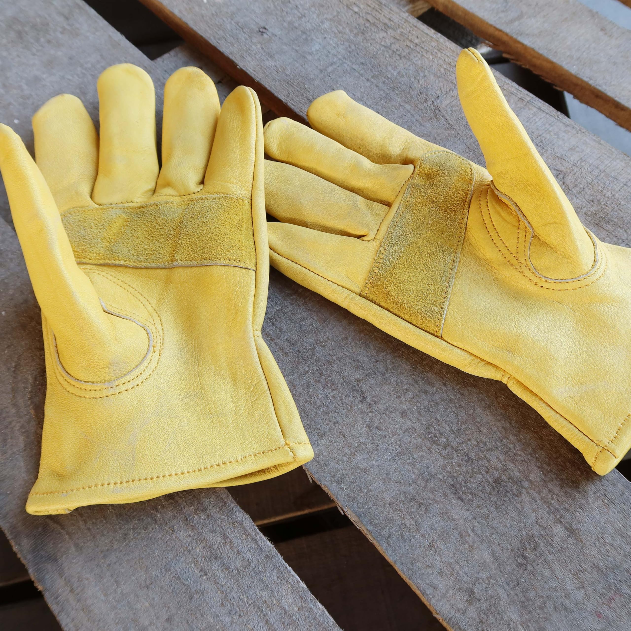 3 Paar Leder-Arbeitshandschuhe für Damen und Herren, Rindsleder-Arbeitshandschuhe, Einstich für Holzschnitt, Bau, Fahren, Garten, Größe L