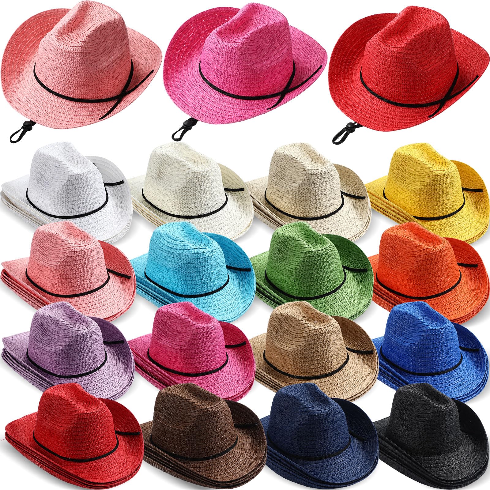 Unittype Adult Straw Cowboy Hat Bulk Western Party Pack