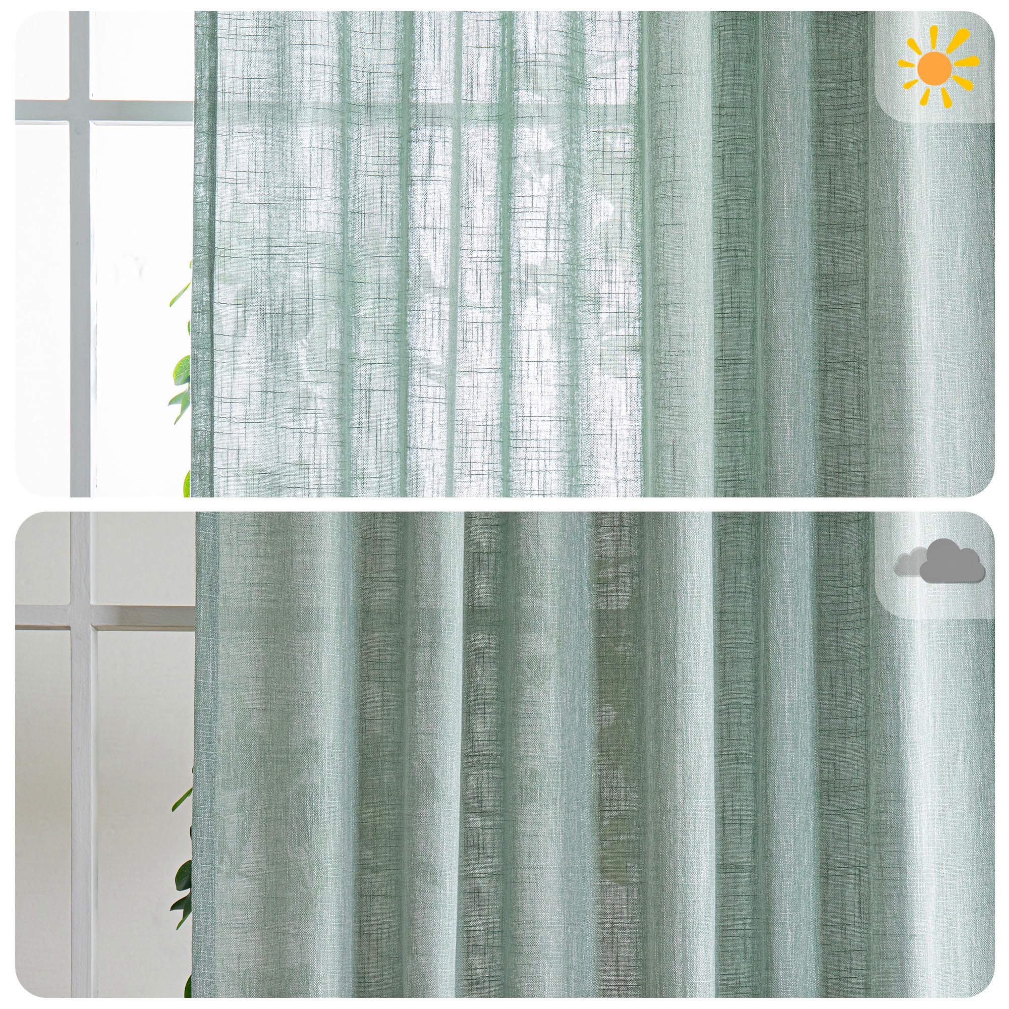 Cortinas Lino MYSKY HOME Juego De 2 Cortinas Blancas Con Ojales, Cortina De  Gasa Transparente Para Habitación Infantil, Para Salón, Moderna, Bordada,  Con Ojales, Transparente, Para Dor Cortinas Cortas, image size:2000x2000